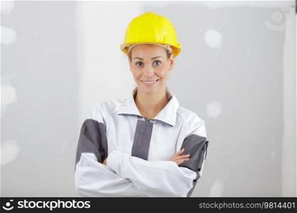 portrait of a female builder