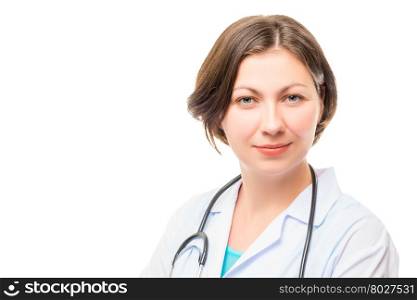 Portrait of a female doctor isolated on white background