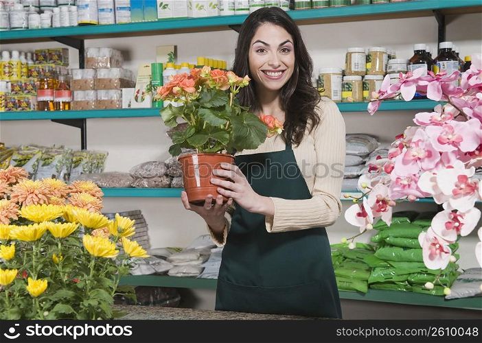 Portrait of a female sales clerk in a flower shop