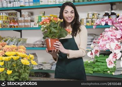 Portrait of a female sales clerk in a flower shop