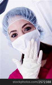 Portrait of a female surgeon wearing scrubs