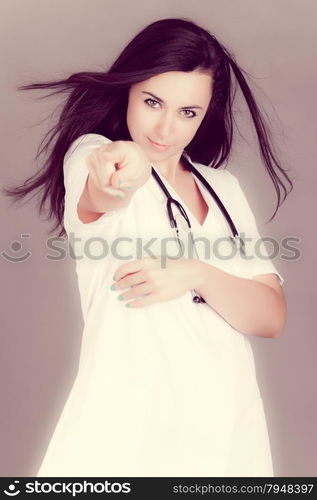 Portrait of a friendly female doctor. happy young smiling female doctor