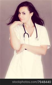 Portrait of a friendly female doctor. happy young smiling female doctor