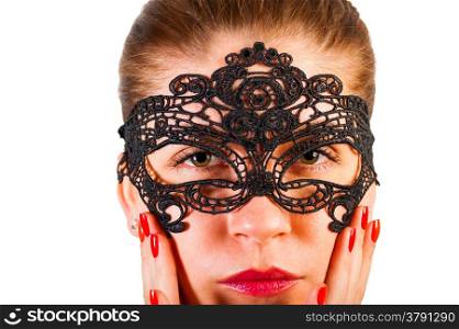 portrait of a girl in sexy lace mask