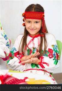 Portrait of a girl in Ukrainian national cloth