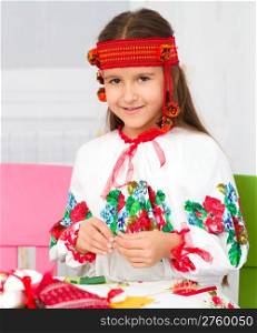 Portrait of a girl in Ukrainian national cloth