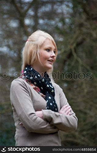 Portrait of a girl in woodland