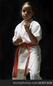 Portrait of a girl practicing karate