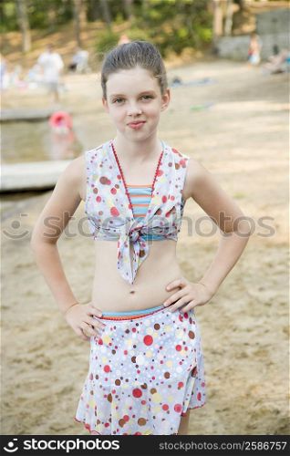 Portrait of a girl standing on the beach