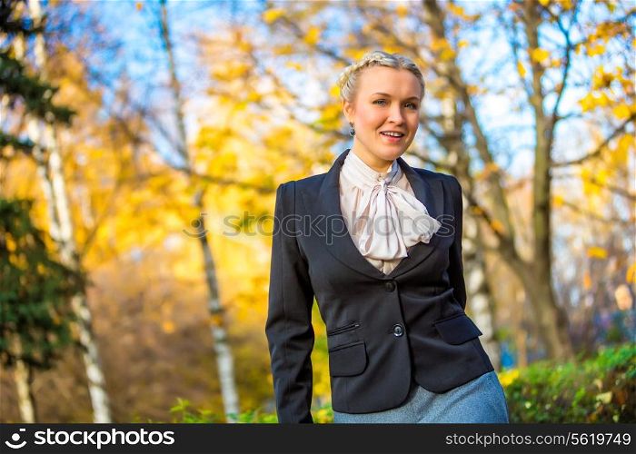 Portrait of a girl walking in the park