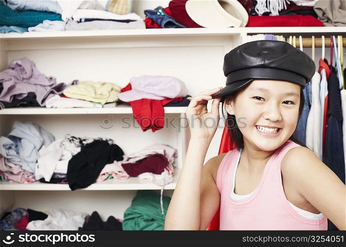 Portrait of a girl wearing a cap