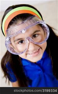 Portrait of a girl wearing a snorkel