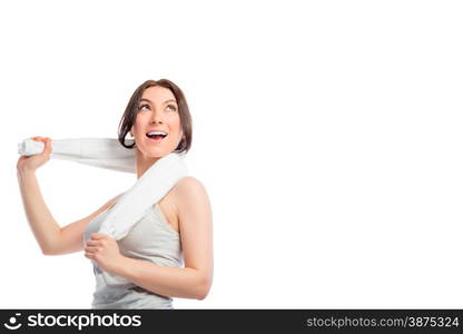 portrait of a girl with a towel and place for an inscription