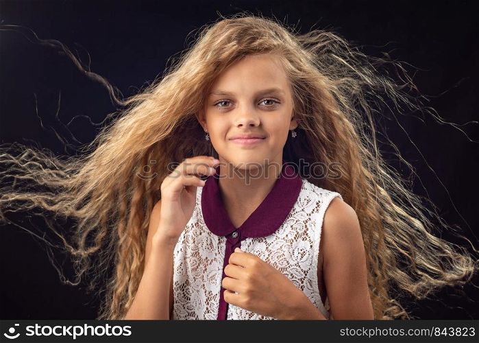 Portrait of a girl with developing hair