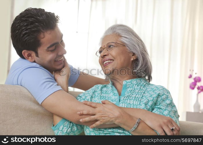 Portrait of a grandmother and grandson