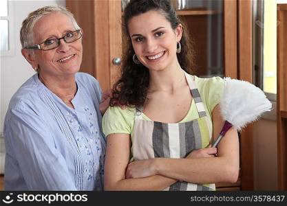 Portrait of a grandmother with her granddaughter