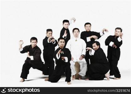 Portrait of a group of people practicing martial arts