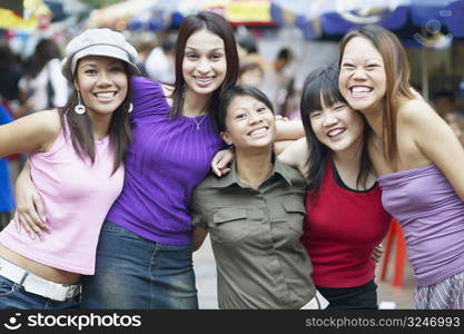 Portrait of a group of young women smiling