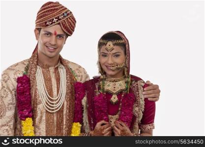 Portrait of a Gujarati bride and groom