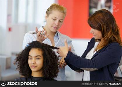 portrait of a hairdresser training
