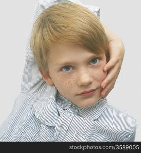 portrait of a handsome boy with freckles, art close-up portrait