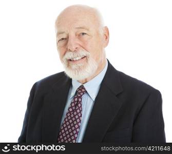 Portrait of a handsome senior businessman. Isolated on white.