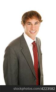 Portrait of a handsome young businessman fresh out of college and eager for work. Isolated on white.