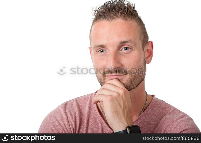 portrait of a handsome young man isolated on white background