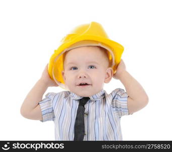 Portrait of a happy blue-eyed boy. Isolated on white background