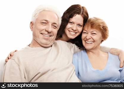 Portrait of a happy family on a white background