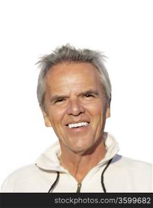 Portrait of a happy mature man over white background