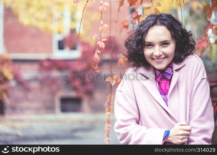 portrait of a happy smiling girl at the outdoor