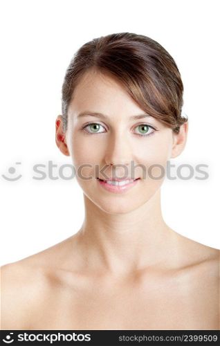 Portrait of a Healthy and young woman isolated on white
