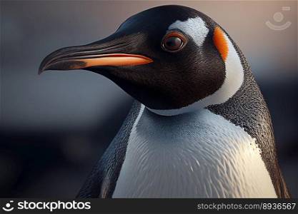 Portrait of a king penguin in the natural environment.. AI generative illustration.. Portrait of a king penguin in the natural environment. AI generative illustration.
