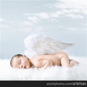 Portrait of a little baby as an innocent angel