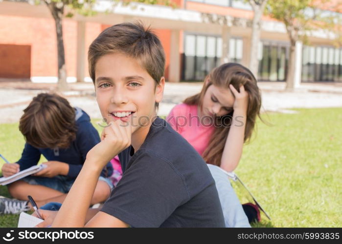Portrait of a little boy in school campus
