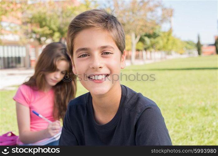 Portrait of a little boy in school campus