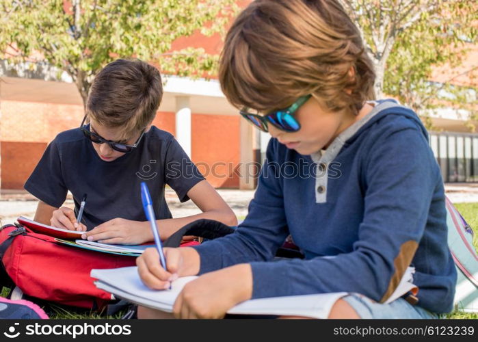 Portrait of a little boy in school campus