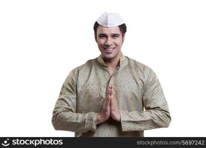 Portrait of a maharashtrian man greeting