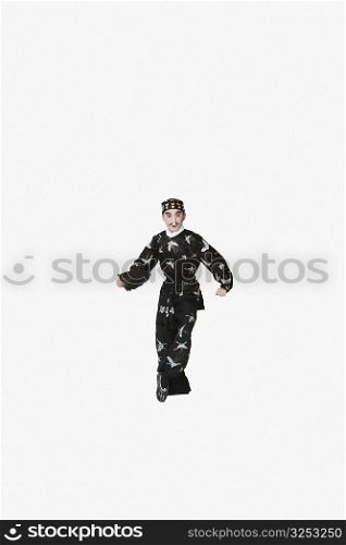 Portrait of a male Chinese opera performer holding a fan