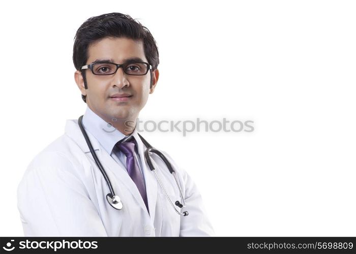 Portrait of a male doctor with a stethoscope around his neck