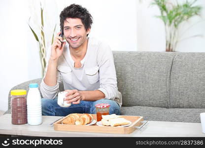 portrait of a man at breakfast