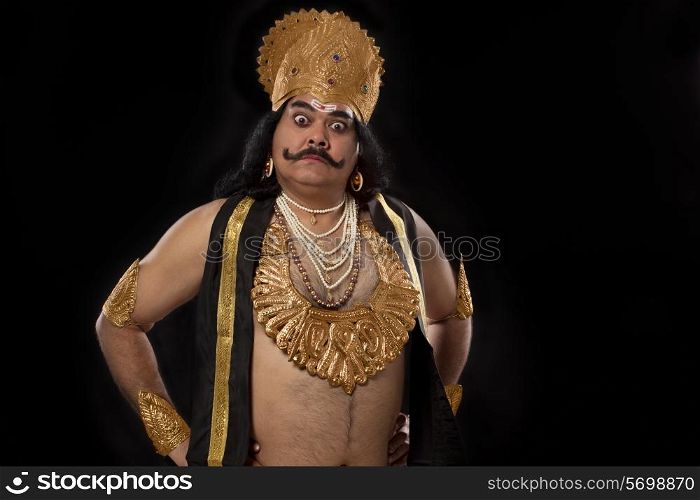Portrait of a man dressed as Raavan