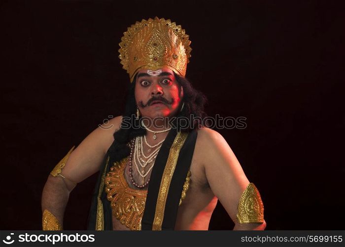 Portrait of a man dressed as Raavan