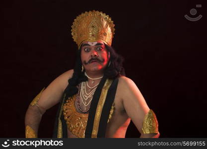 Portrait of a man dressed as Raavan