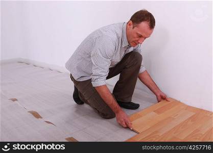 portrait of a man laying parquet