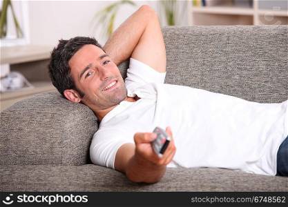 portrait of a man watching TV