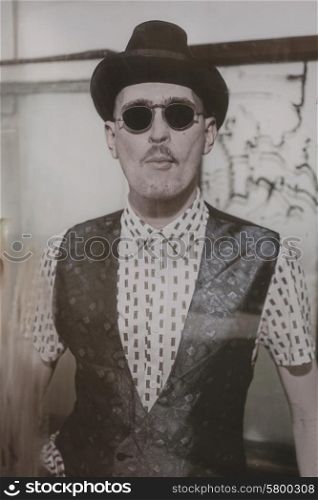 Portrait of a man wearing a stylish sunglasses