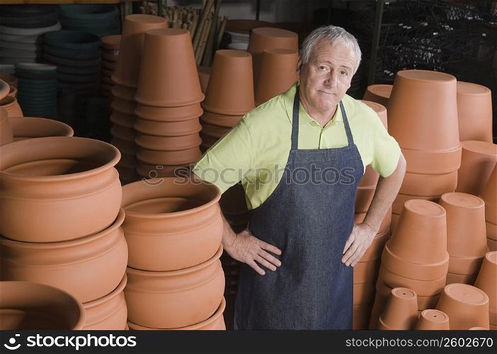 Portrait of a man working in a garden center