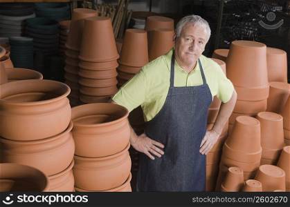 Portrait of a man working in a garden center